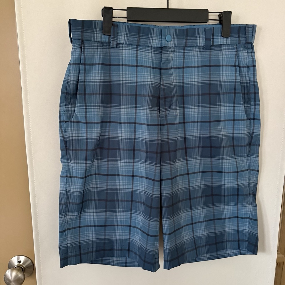 Nike Golf Men's Medium 32 Blue Plaid Dri‎ Fit Active Shorts